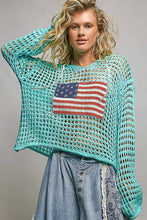 Load image into Gallery viewer, Long sleeve American Flag Hoodie Thin Sweater Top : Black S M L