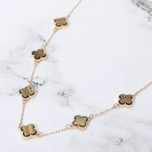 Load image into Gallery viewer, Quatrefoil Stone Station Necklace: Black Rhodium