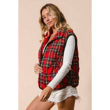 Load image into Gallery viewer, VINTAGE CHRISTMAS PLAID QUILTING VEST: RED MULTI / XL