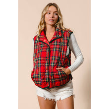 Load image into Gallery viewer, VINTAGE CHRISTMAS PLAID QUILTING VEST: RED MULTI / M