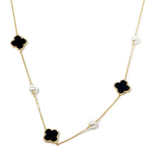 Load image into Gallery viewer, Gold Dipped Mother of Pearl Quatrefoil Station Necklace: Gold