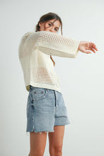 Load image into Gallery viewer, Crew Neck Crochet Sweater CREAM STAR S-M-L