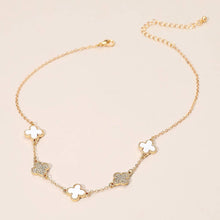 Load image into Gallery viewer, Gold Dipped Quatrefoil Link Necklace: Gold,White