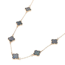 Load image into Gallery viewer, Quatrefoil Stone Station Necklace: Black Rhodium