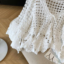 Load image into Gallery viewer, Crochet Hollow Out Cropped Beach Cover Up: White / Missy / One Size