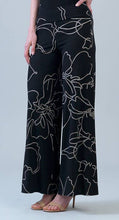 Load image into Gallery viewer, LPTP66 - Floral Foiled Outline Soft Knit Palazzo Pant: Blk/Taupe / S