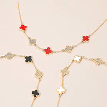 Load image into Gallery viewer, Gold Dipped Quatrefoil Link Necklace: Black,Rhodium