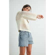 Load image into Gallery viewer, Crew Neck STAR Crochet Sweater - RED / S-M-L