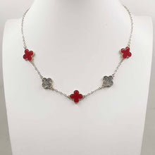 Load image into Gallery viewer, Gold Dipped Quatrefoil Link Necklace: Gold,White
