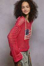 Load image into Gallery viewer, Long sleeve American Flag Hoodie Thin Sweater Top by POL: Beige / S-M-L