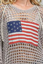 Load image into Gallery viewer, Long sleeve American Flag Hoodie Thin Sweater Top : Black S M L