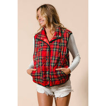 Load image into Gallery viewer, VINTAGE CHRISTMAS PLAID QUILTING VEST: RED MULTI / M