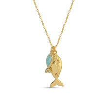 Load image into Gallery viewer, Large & Petite Fish Pendant Necklace: Gold.