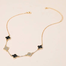 Load image into Gallery viewer, Gold Dipped Quatrefoil Link Necklace: Gold,White