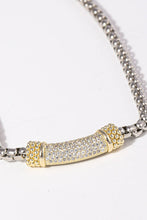 Load image into Gallery viewer, Box Chain Design Two Tone CZ Bar Necklace: K / ONE SIZE