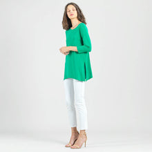 Load image into Gallery viewer, TU225 - Side Vent Kerchief Hem Tunic: Emerald / XS