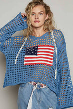 Load image into Gallery viewer, Long sleeve American Flag Hoodie Thin Sweater Top SALE: ROYAL BLUE / L