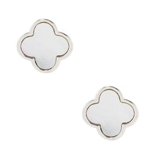 Load image into Gallery viewer, Gold Dipped Quatrefoil Stud Earrings
: White