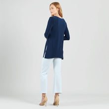 Load image into Gallery viewer, TU225 - Side Vent Kerchief Hem Tunic: Navy / XS
