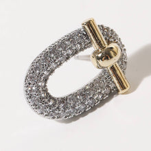 Load image into Gallery viewer, Two-Tone Crystal Pavé Oval Link Stud Earrings: E / One Size