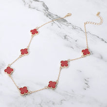 Load image into Gallery viewer, Quatrefoil Stone Station Necklace: Black Rhodium
