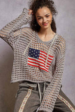 Load image into Gallery viewer, Long sleeve American Flag Hoodie Thin Sweater Top : Black S M L