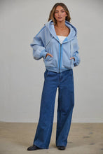 Load image into Gallery viewer, CJ2683 RAW EDGE Wash Oversized Zip Hoodie: BLUE / S-M-L (3-2-1)