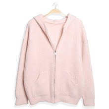 Load image into Gallery viewer, Solid Color Plain Zippered Warm Hoodie: Black / One Size