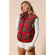 Load image into Gallery viewer, VINTAGE CHRISTMAS PLAID QUILTING VEST: RED MULTI / XL