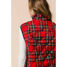 Load image into Gallery viewer, VINTAGE CHRISTMAS PLAID QUILTING VEST: RED MULTI / M