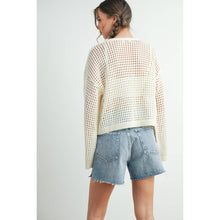 Load image into Gallery viewer, Crew Neck STAR Crochet Sweater - RED / S-M-L