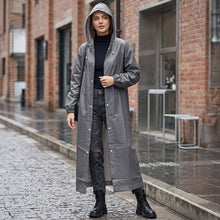 Load image into Gallery viewer, Snap Front Drawstring Hooded Long Rain Coat Poncho: Pink