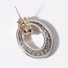 Load image into Gallery viewer, Two -Tone CZ Circle Drop Earrings: E / ONE SIZE