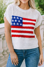 Load image into Gallery viewer, LDC Flag Graphic Short Sleeve Sweater Top: Fiery Red / S