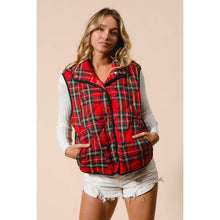 Load image into Gallery viewer, VINTAGE CHRISTMAS PLAID QUILTING VEST: RED MULTI / M