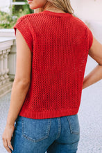 Load image into Gallery viewer, LDC Flag Graphic Short Sleeve Sweater Top: Fiery Red / S