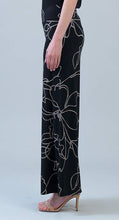 Load image into Gallery viewer, LPTP66 - Floral Foiled Outline Soft Knit Palazzo Pant: Blk/Taupe / L