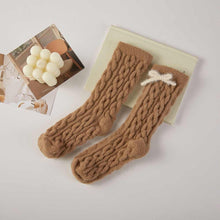 Load image into Gallery viewer, 6Pairs - Bow Accent Cozy Fuzzy Cable Knit Crew Socks Set