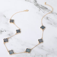Load image into Gallery viewer, Quatrefoil Stone Station Necklace: Black Rhodium