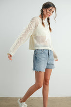 Load image into Gallery viewer, Crew Neck Crochet Sweater CREAM STAR S-M-L
