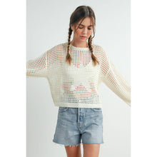 Load image into Gallery viewer, Crew Neck Crochet Sweater - BMW7633: RED / M