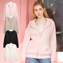 Load image into Gallery viewer, Solid Color Plain Zippered Warm Hoodie: Black / One Size
