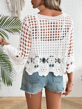 Load image into Gallery viewer, Crochet Hollow Out Cropped Beach Cover Up: White / Missy / One Size