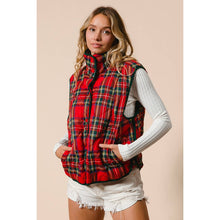 Load image into Gallery viewer, VINTAGE CHRISTMAS PLAID QUILTING VEST: RED MULTI / XL