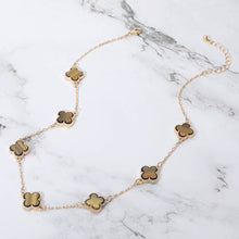 Load image into Gallery viewer, Quatrefoil Stone Station Necklace: Black Rhodium