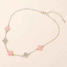 Load image into Gallery viewer, Gold Dipped Quatrefoil Link Necklace: Black,Rhodium