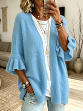 Load image into Gallery viewer, Solid 3/4 Sleeve Knit Cardigan: Navy / Missy / M