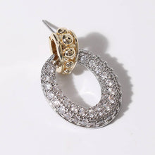 Load image into Gallery viewer, Two -Tone CZ Circle Drop Earrings: E / ONE SIZE