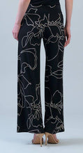 Load image into Gallery viewer, LPTP66 - Floral Foiled Outline Soft Knit Palazzo Pant: Blk/Taupe / S