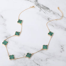 Load image into Gallery viewer, Quatrefoil Stone Station Necklace: Black Rhodium